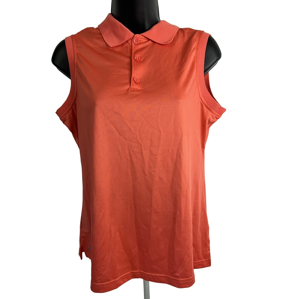 Antigua Polo Shirt Womens Medium Coral Sleeveless Golf Approach Stretch Athletic